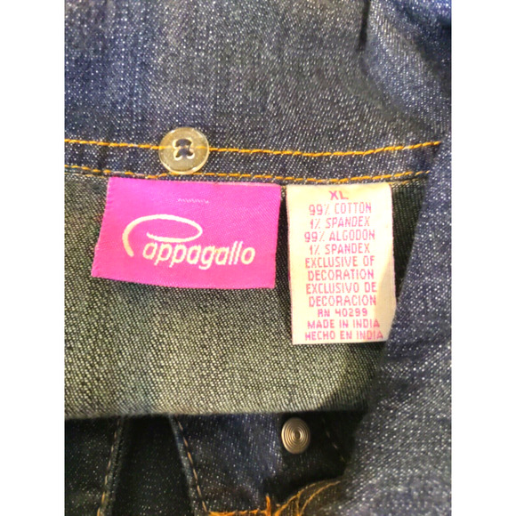 Cappagallo Women's Blue Jean Denim Jacket Button Up Size XL Cotton Spandex... - Picture 5 of 16